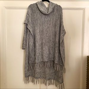 Grey Cowl Neck Poncho